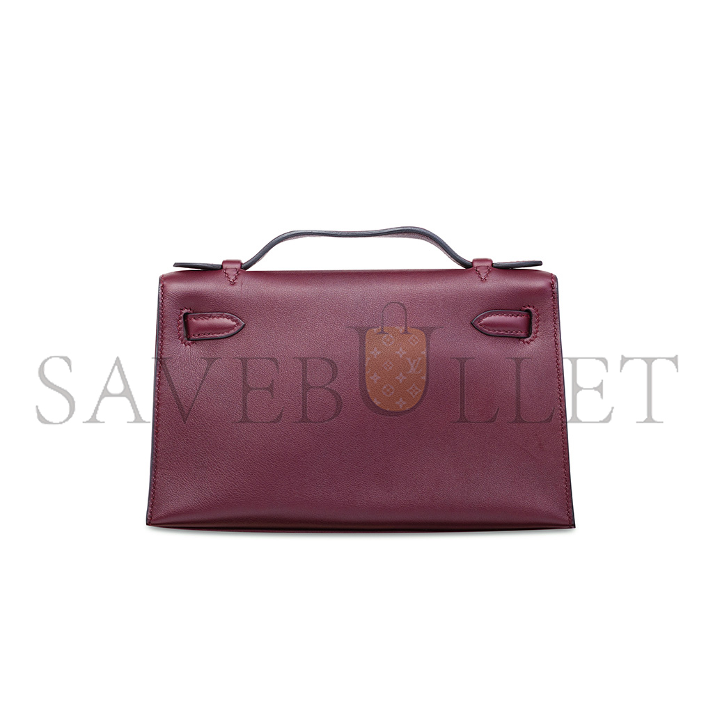 H**mes swift leather kelly pochette with palladium hardware (22*14*7cm)